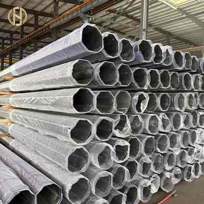 खरीदें आउटडोर 11M 350KGF 13M 400KGF 15M 450KGF जस्ती अष्टकोणीय स्टील पोस्ट ट्रांसमिशन पावर पोल online manufacture