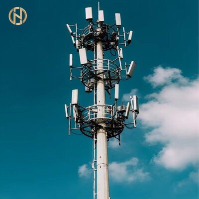 खरीदना गर्म डुबकी जस्ती दूरसंचार इस्पात पोल TIA/EIA-222 अनुरूप, 20-50m 4G/5G बेस स्टेशनों के लिए online manufacture