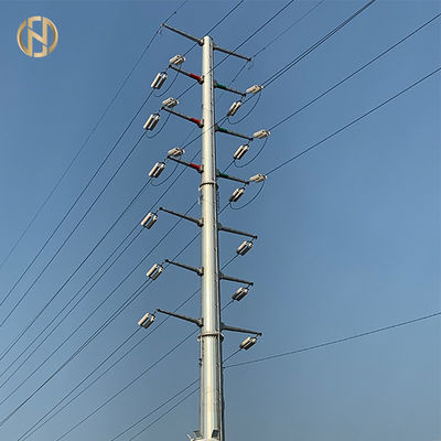 खरीदें 33KV 18m Steel Utility Pole  Steel Power Poles With Insulator And Conductor online manufacture