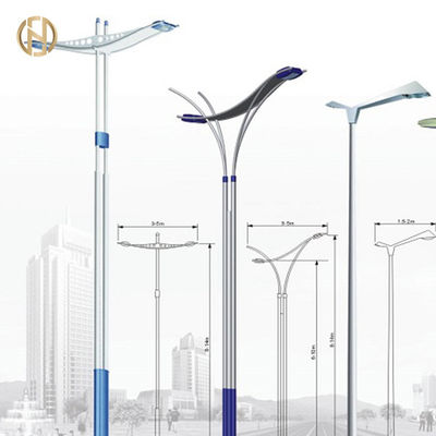 खरीदें 8M Octagonal Shape Street Light Pole Q345B Double Arm Steel Pole online manufacture