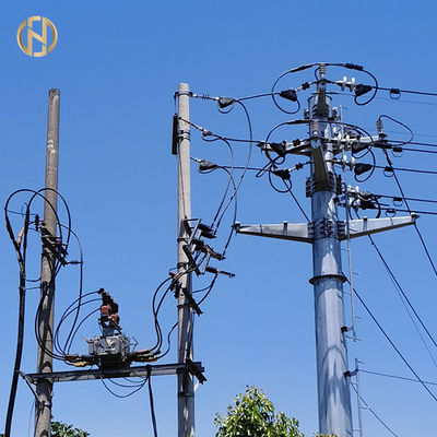 खरीदें 99.9% Zinc 15KV Overhead Line Pole EN10046 75um Well Finished Galvanization online manufacture
