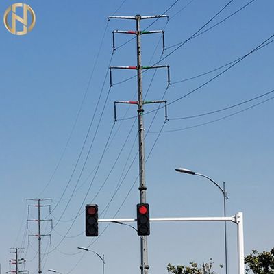 खरीदें Polygonal Shape Traffic Light Pole  6M X 12M Signal Light Pole With Arm online manufacture