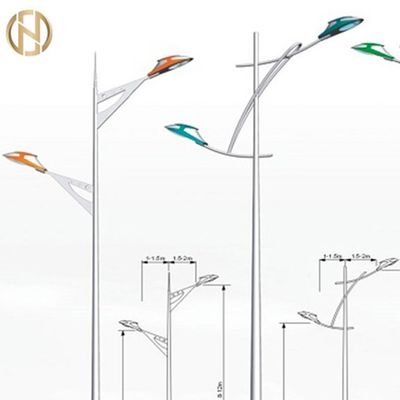 खरीदें 3m Round Galvanised Steel Posts Twin Arms Highway Light Pole online manufacture